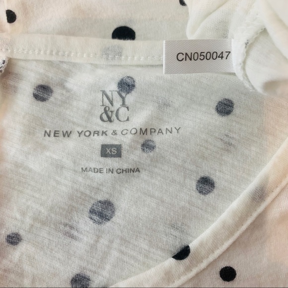 NY&C / White Black Polkadots Cold Shoulder Blouse - Picture 6 of 7